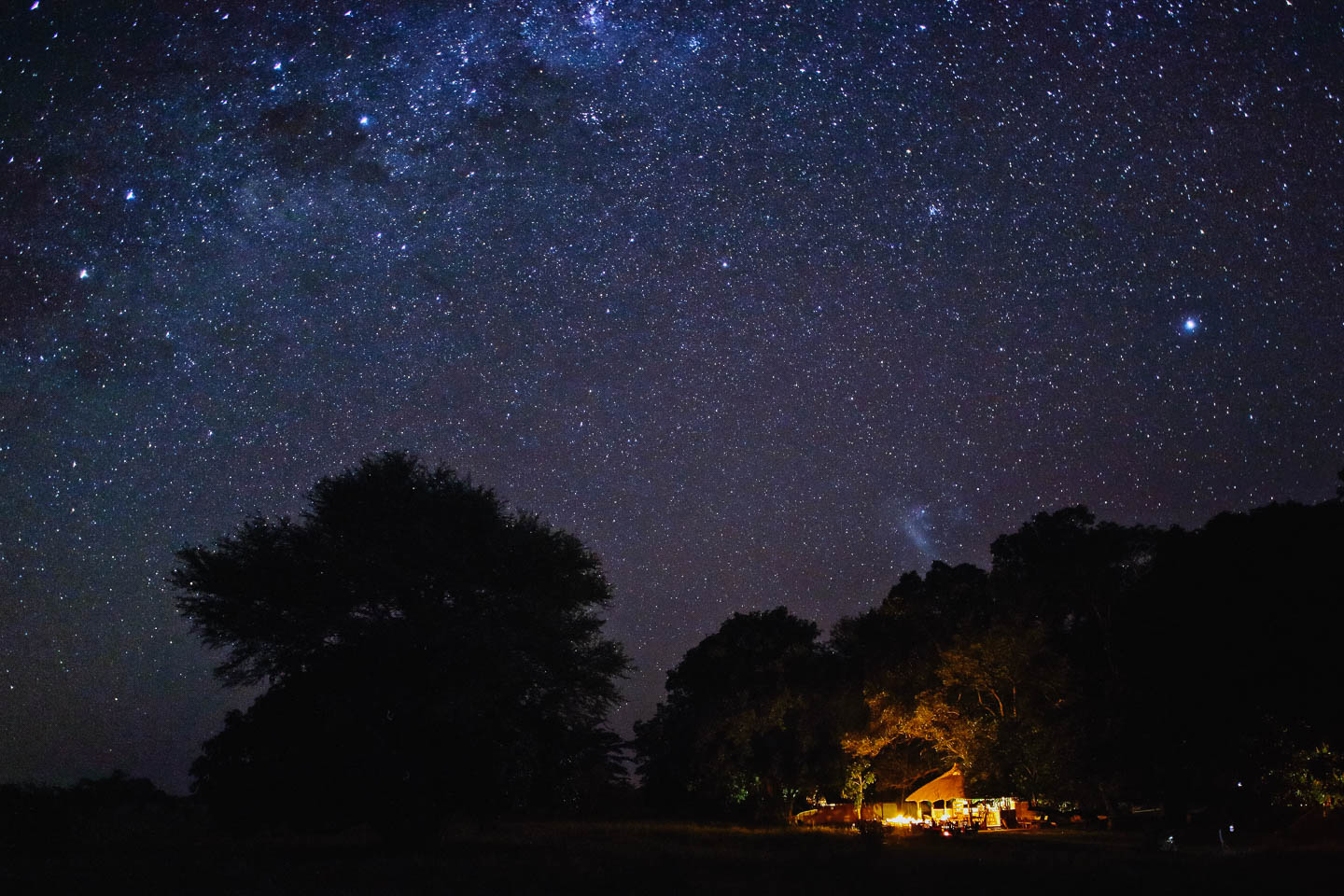 romantic lodges in Africa Luwi Bush Camp Night romantic Sky Exterior View Camp 