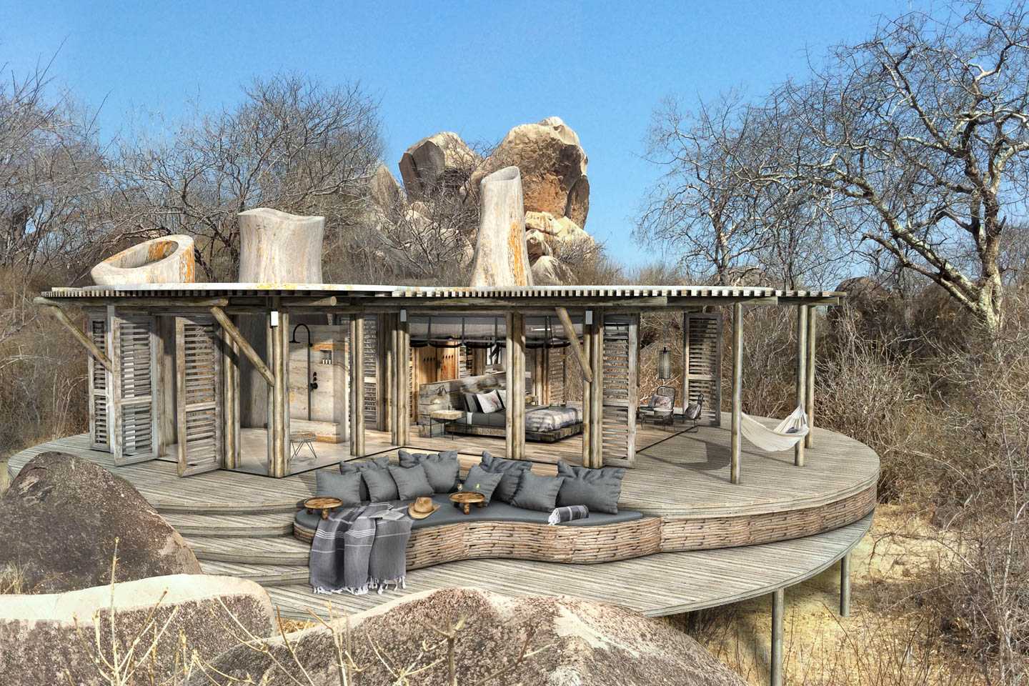 African safari lodges Jabali Ridge exterior ruaha tanzania