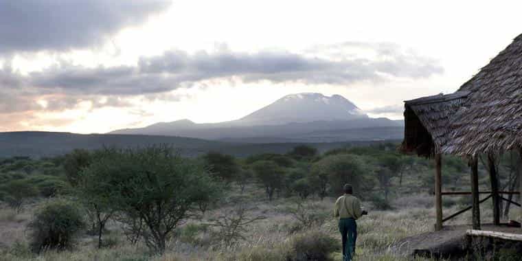 Sunrise from the camp with Kilimanjaro