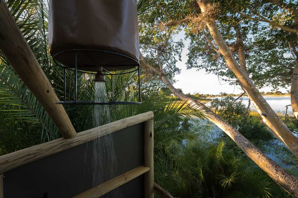 Enjoy the view from the outdoor bucket shower