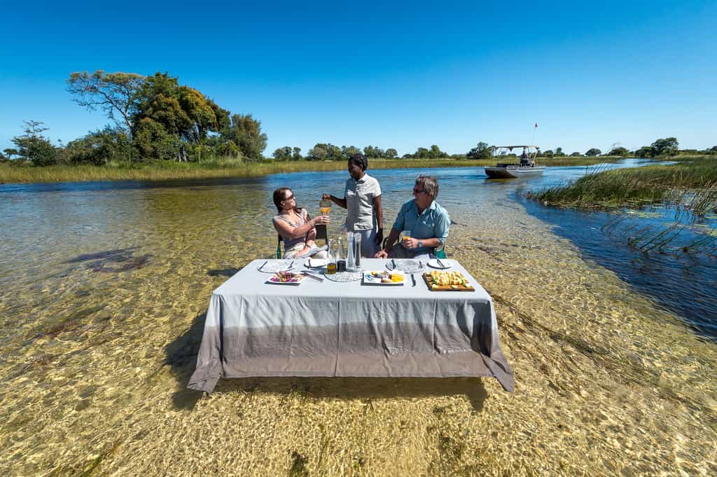 Brunch served with your toes in the clear Delta waters