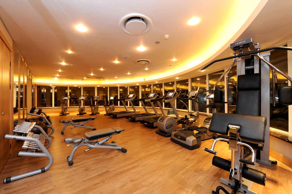 Gym located on top floor, open 24 hours to hotel guests