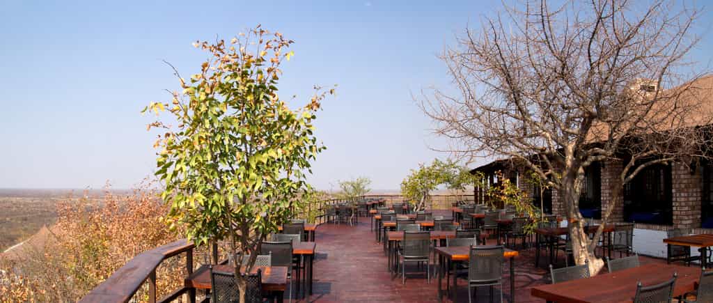 The wooden platform for sundowners  is high above the Mopani bush and offers an amazing view of the landscape.