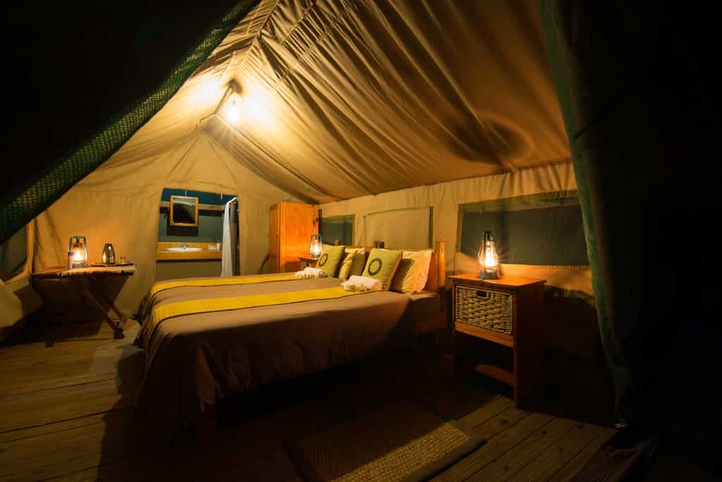 View into the tented suite from the deck