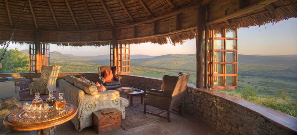 Large beautifully furnished open-sided bar with sweeping views of the valley