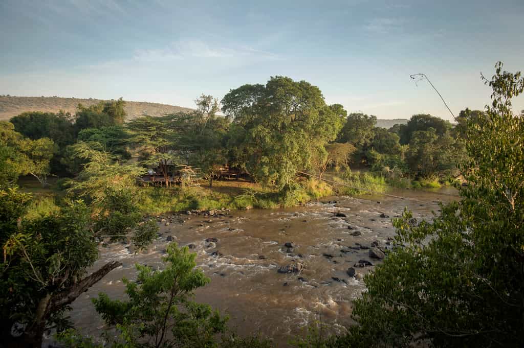 View of Ngare Serian from across the river