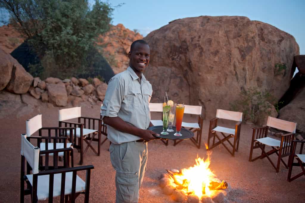 Guests can enjoy sundowners around the campfire in the evenings