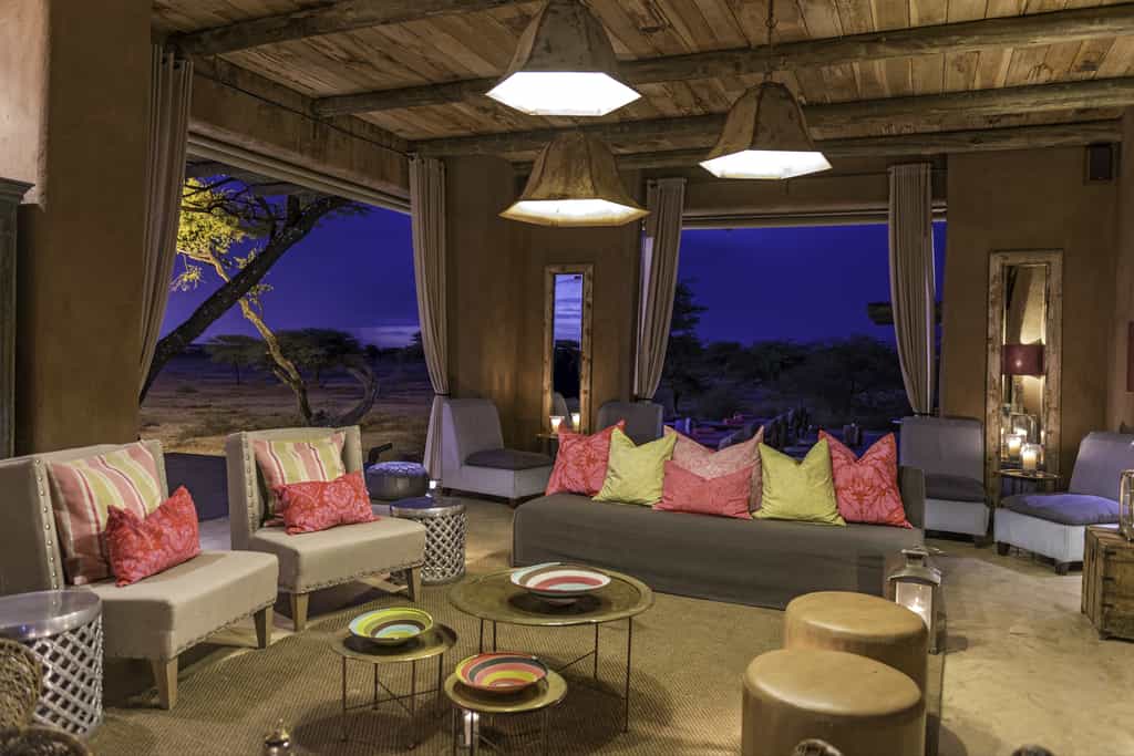 Areas for guests to relax in at Onguma The Fort