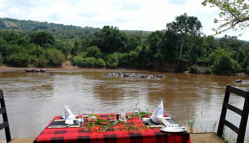 Pleasant meal by the river
