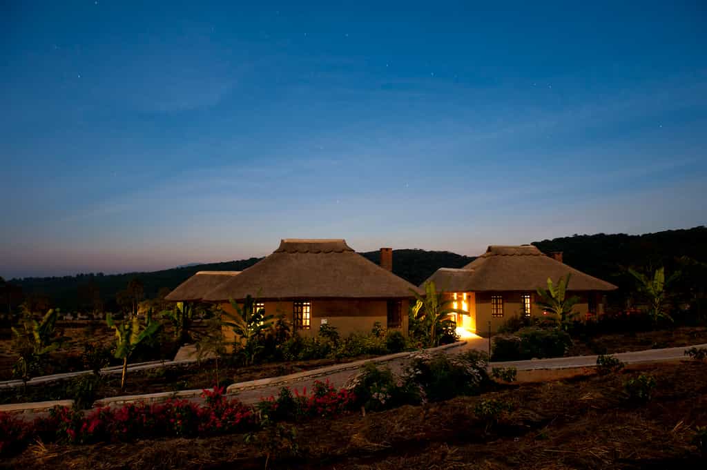 Rooms from the outside at dawn