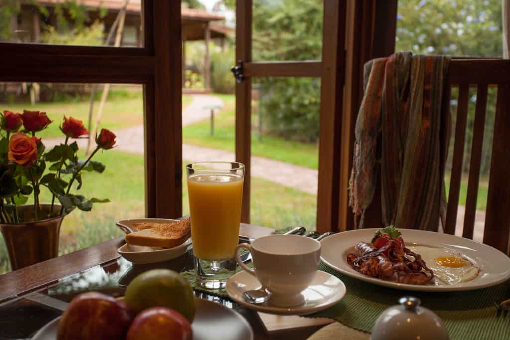 Breakfast with a garden view