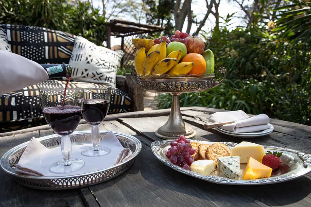 Drinks and snacks served on your veranda