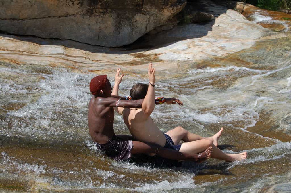 Natural rock waterslide