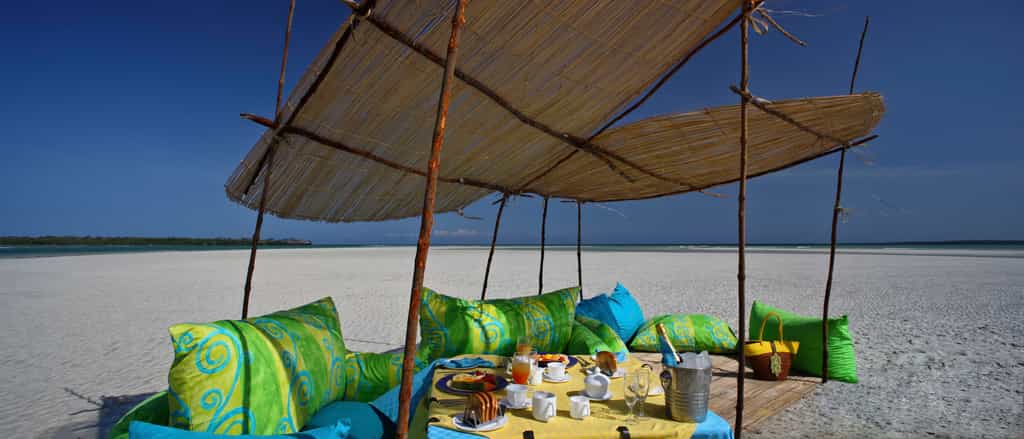Sand bank is magically revealed at low tide and is perfect for relaxing and swimming.