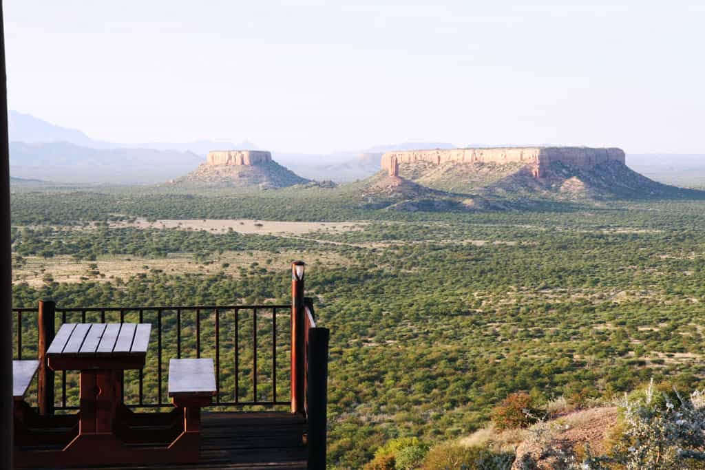 View to the south from main building over looking the Ugab valley and the "Vingerklip" (Rock finger).