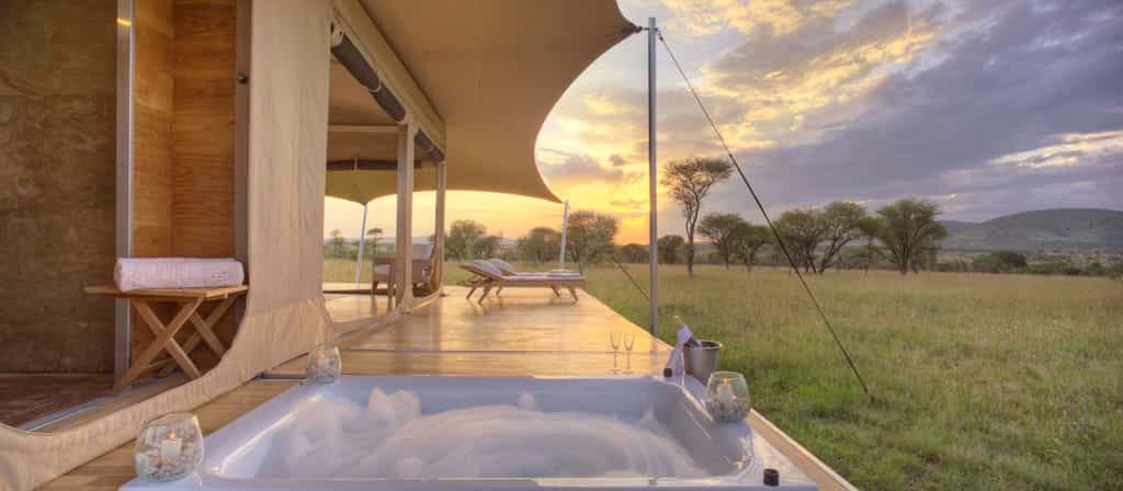 your shower opens up to the savannah and every Rover has a private hot tub on the deck