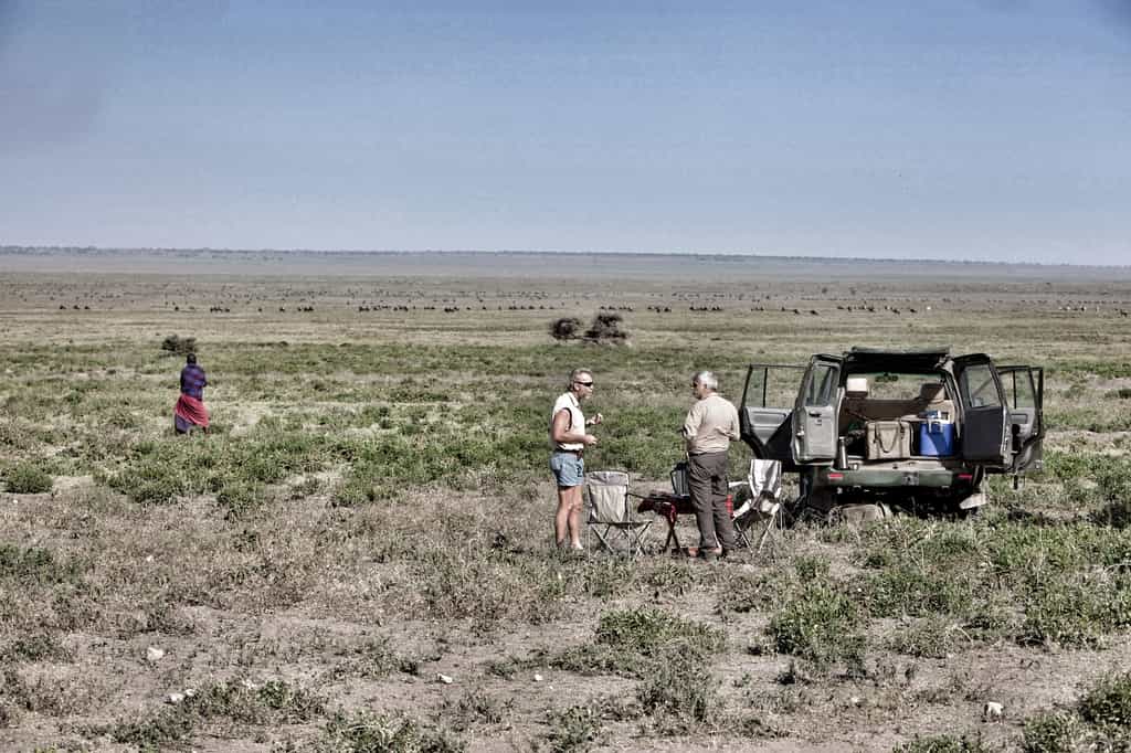 On the wide open Southern Serengeti short grass plains