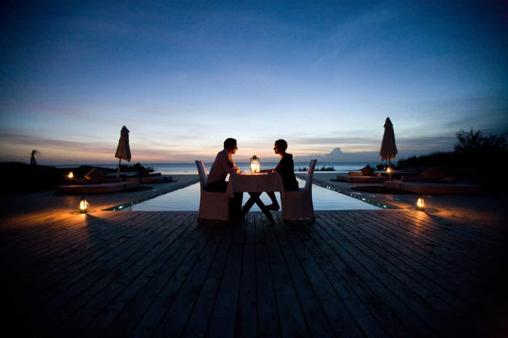Romantic poolside dining