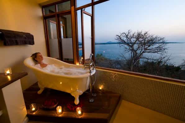 Some of the baths have a romantic view of the Lake