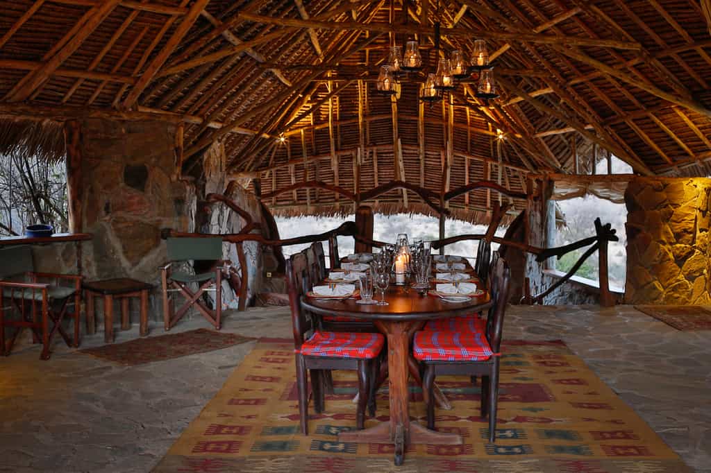 Shared dining area at Loisaba (private dining available)