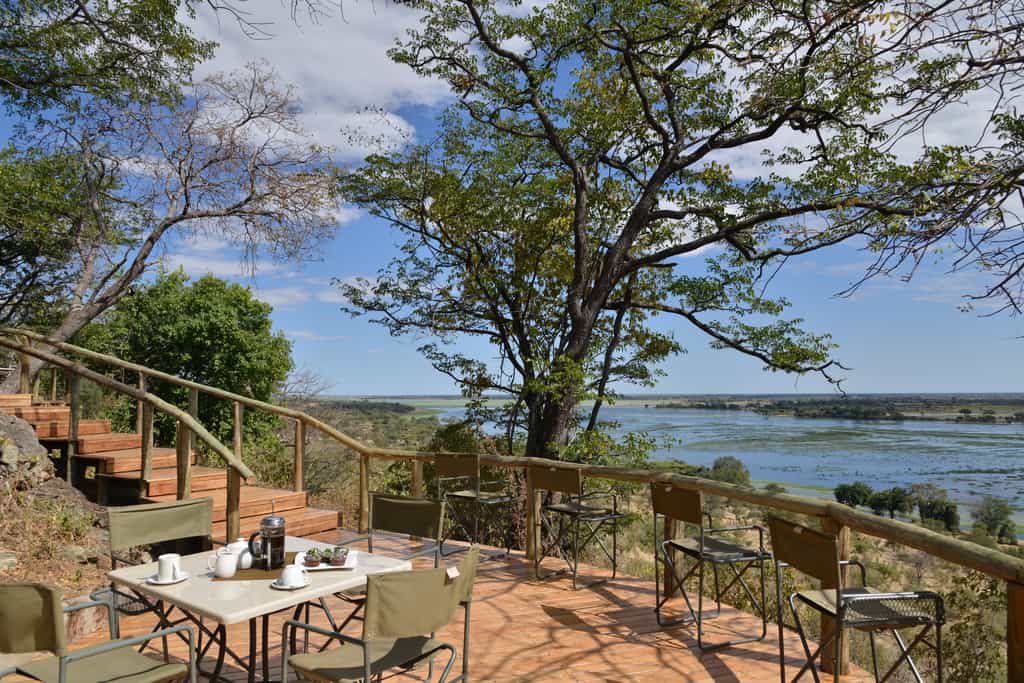 Staggered down the escarpment are decks to relax and enjoy the endless vistas across the Caprivi Strip.