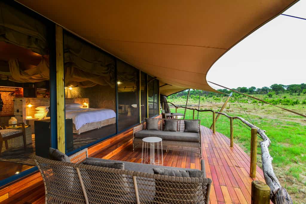 private terrace in front of the tent