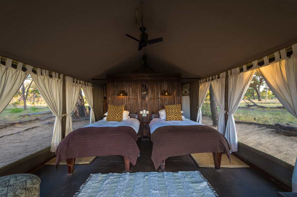 Davison's Camp guest tents overlook a waterhole