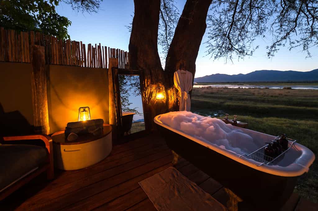 Ruckomechi’s legendary outdoor bath offers a romantic interlude