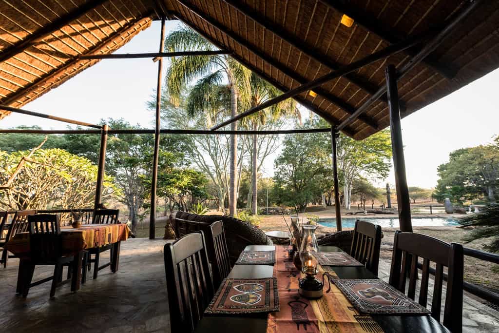 Outdoor dining area at Top Lodge