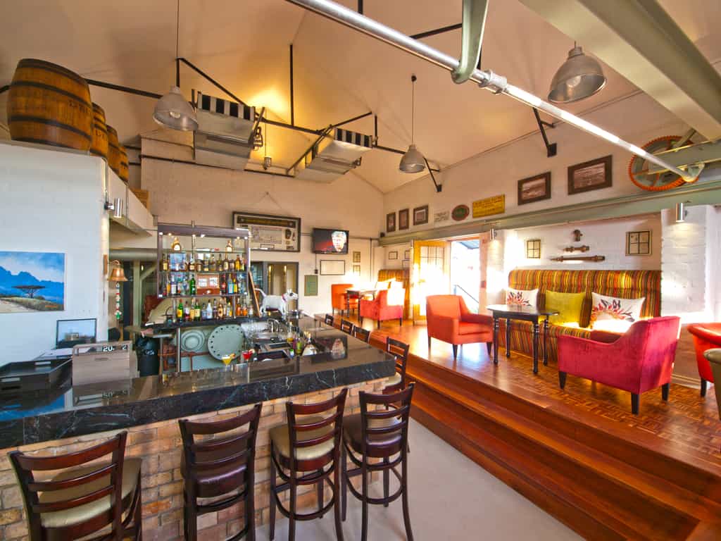 The bar, crafted around and between reminders of a bygone era.