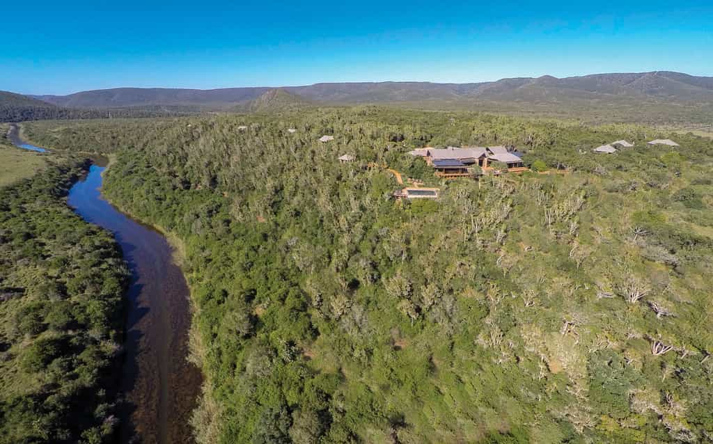 The site is beautiful alongside the river and with views across the plains to the bush beyond.