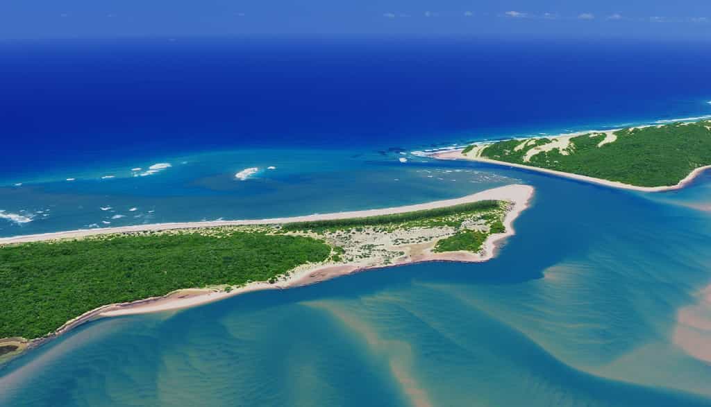 Lodge on the peninsula on the right and Inhaca Island on the left