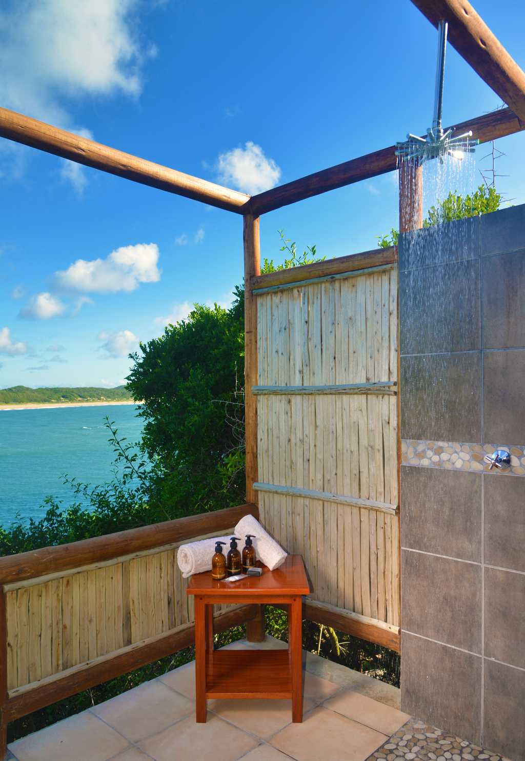 Our Outside shower at Ocean View Room 4 has an amazing view