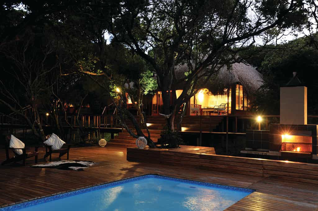 The main deck and pool of a Beach Villa, right on the beach.