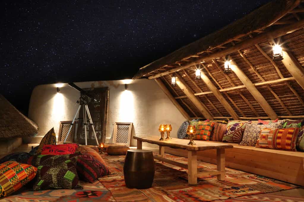 Star gazing terrace fitted with telescopes for star gazing