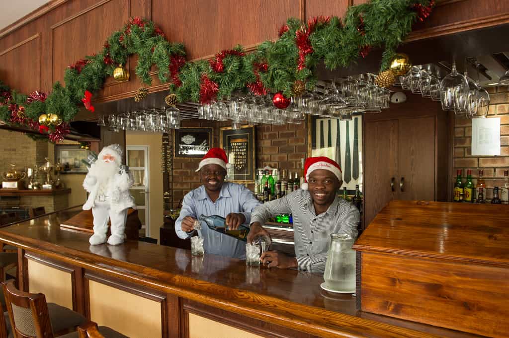 The Barmen feeling the Christmas Spirit at Cathedral Peak Hotel