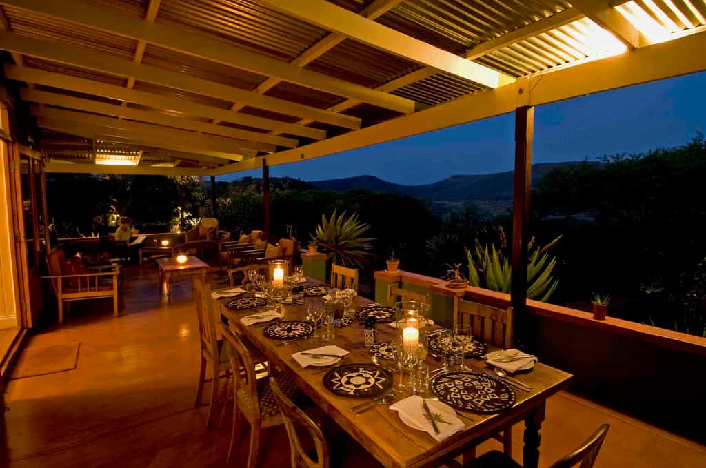 Dining on the verandah in summer