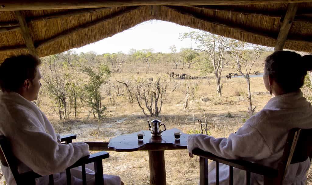 Each room at Khulu Lodge has its own private deck over looking the watering hole on Khulu's private concession - What better way to have your morning coffee or afternoon tea.