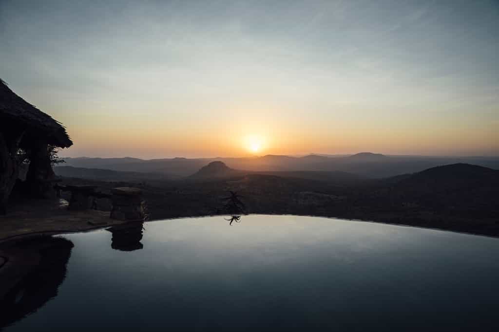 Sunset over the pool