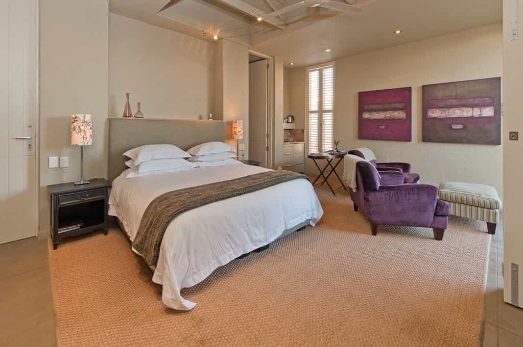 Seating area and King bed