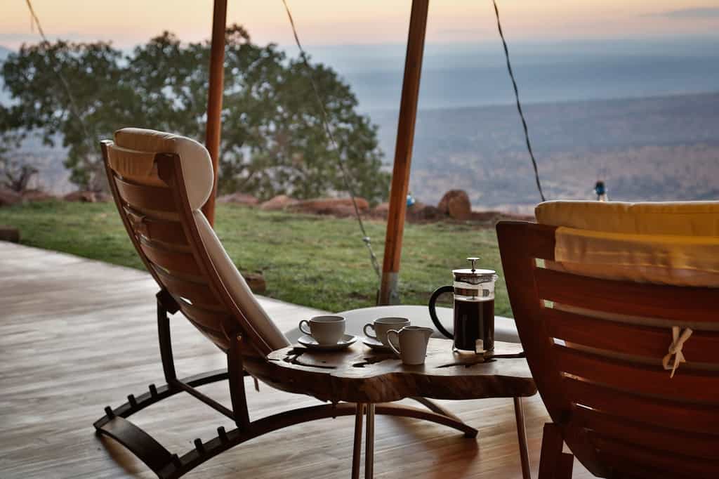 Wide verandahs of the guest tents