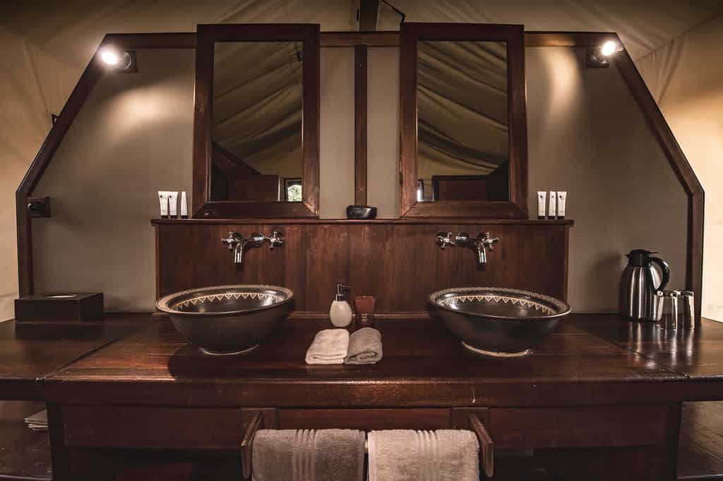 Twin vanity in the guest tents