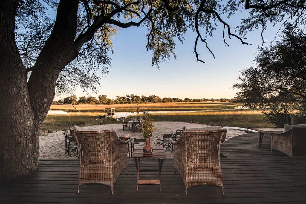 View from the Mess Tent overlooking the fire-pit and the Spillway