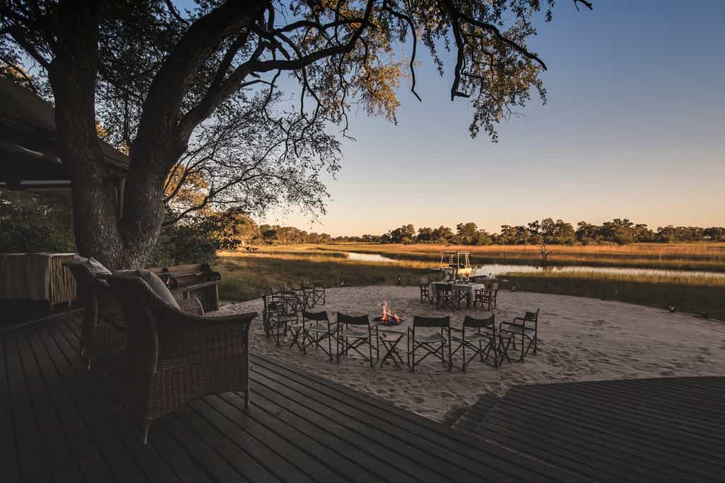 View from the Mess Tent overlooking the fire-pit and the Spillway