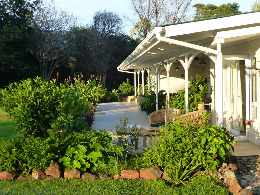 Huge veranda with inset outside dining area allowing East & South bedrooms to have a private outside areas overlooking the Zambezi River