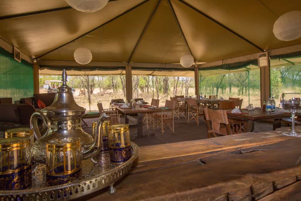 Homecooked camp meals enjoyed in the dining tent - separate lounge area nearby