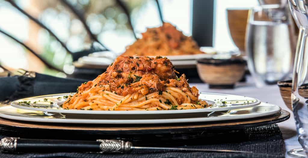 Homemade seafood pasta 