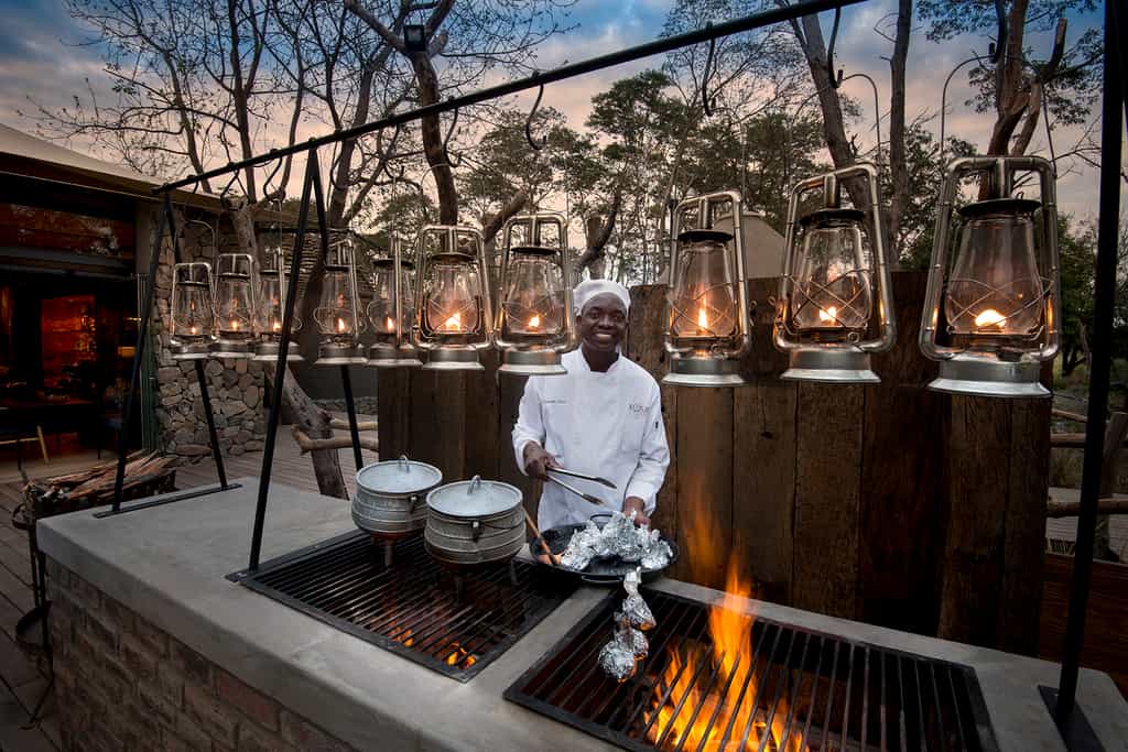 Cook at the outdoor lounge area