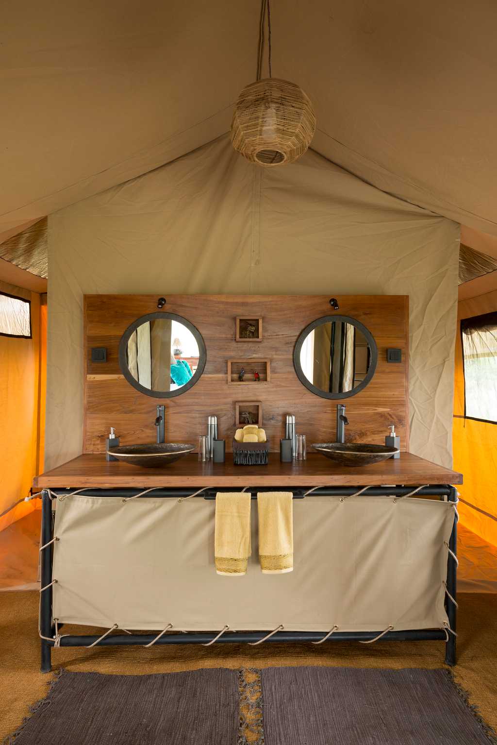 Double vanity in a Kiota Camp bedroom