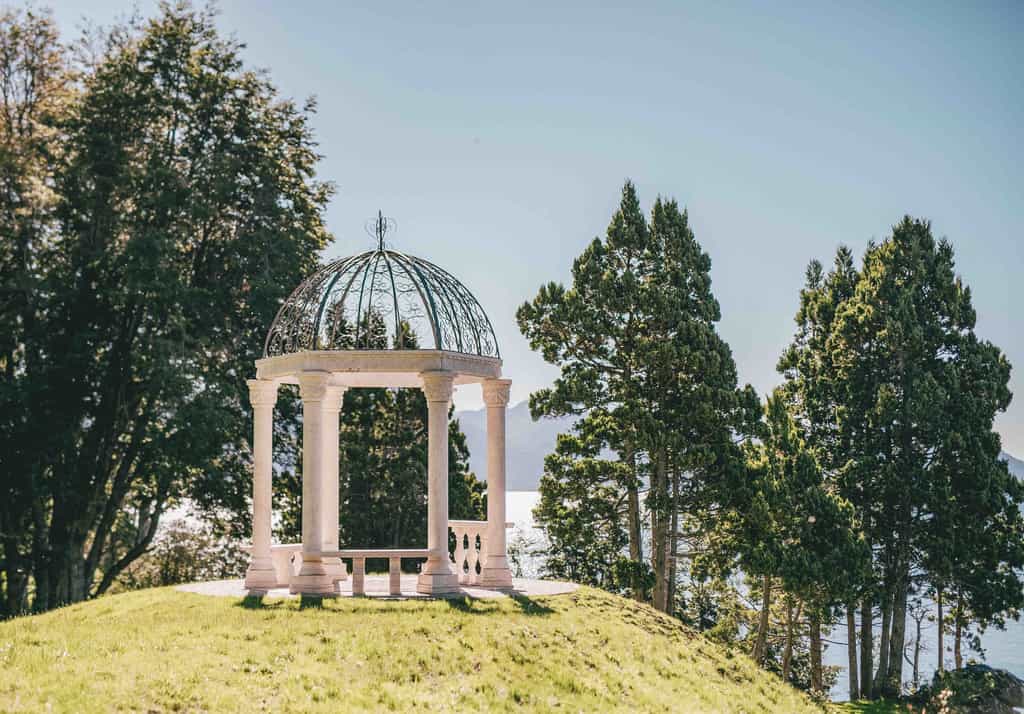 Image of garden gazebo with Lake Nahuel Huapi